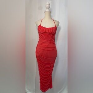 Alice Elle Hot Pink Corset Style Ruched Bodycon DRESS